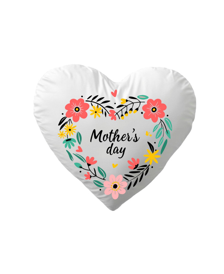Mother’s Day – Floral Wreath Heart‑Shaped Decorative Pillow