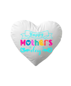 Happy Mothe'rs Day – Colorful Lettering Heart‑Shaped Decorative Pillow