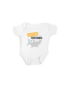 Caution: Teething shark baby bodysuit