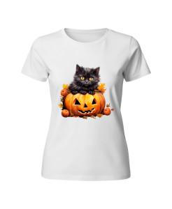 Black Cat Pumpkin – Halloween Cat T‑shirt