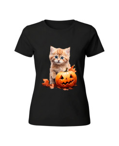 Pumpkin Kitten – Halloween Cat & Pumpkin T‑shirt