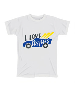 I Love Fast Cars Kids T‑shirt