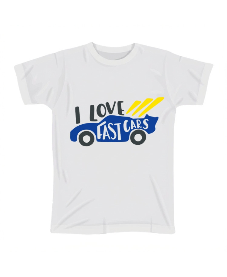 I Love Fast Cars Kids T‑shirt I Love Fast Cars Kids T‑shirt