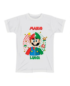 Mario Luigi Split Design Kids T‑shirt