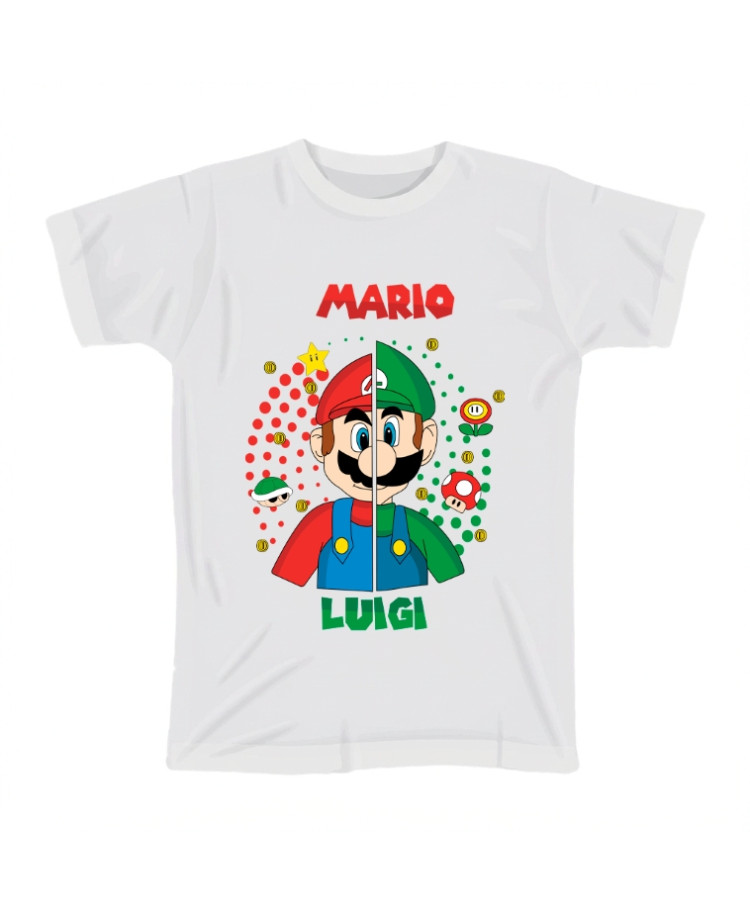Mario Luigi Split Design Kids T‑shirt Mario Luigi Split Design Kids T‑shirt