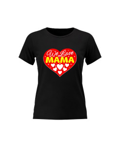 We Love MAMA – Floral Heart Mom T‑Shirt 