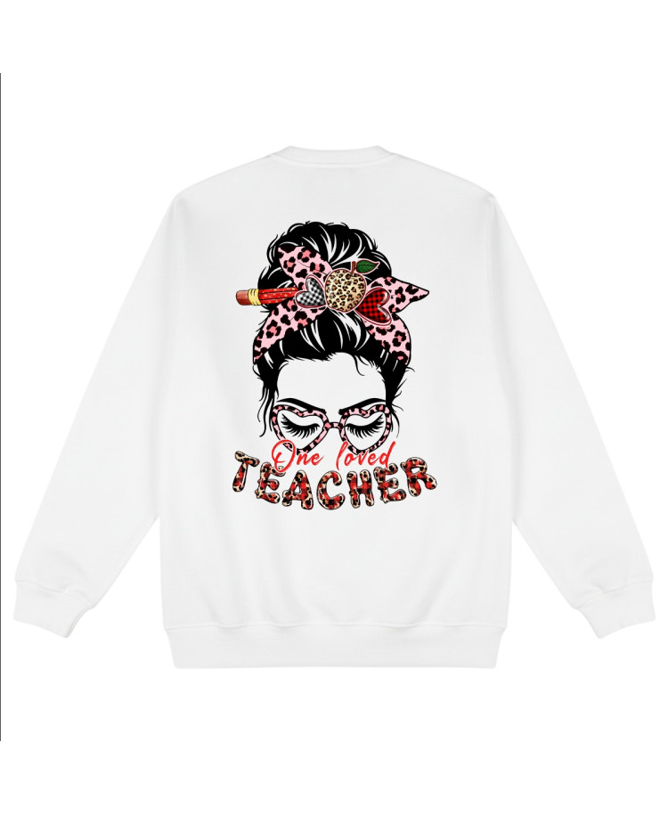 One Loved Teacher – Leopard Bun & Glasses – Teacher Sweatshirt One Loved Teacher – Leopard Bun & Glasses – Teacher Sweatshirt